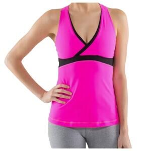 Lululemon Deep V Athletic Tank Top in Raspberry Glo Light Black Women's Size 8